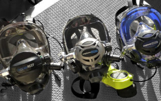 getting underwater comms masks ready to dive, Liquid Action Films © Dave Abbott